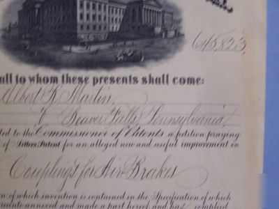 1900 railroad train air brakes red seal patent 645823