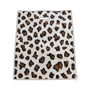 100X leopard design plastic carrier bags - 15