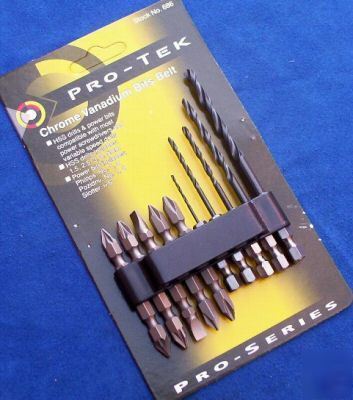 10PC quality chrome-v hss drill & screwdriver bit set