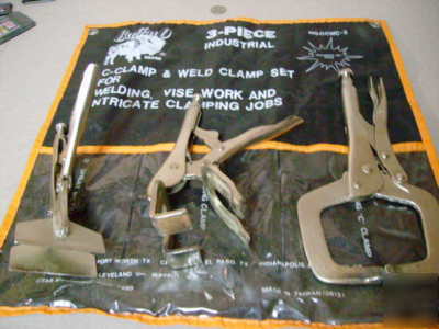 3-piece c-clamp & weld clamp set - locking plier type