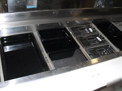 9' refrigerated prep table w/single warmer excellent
