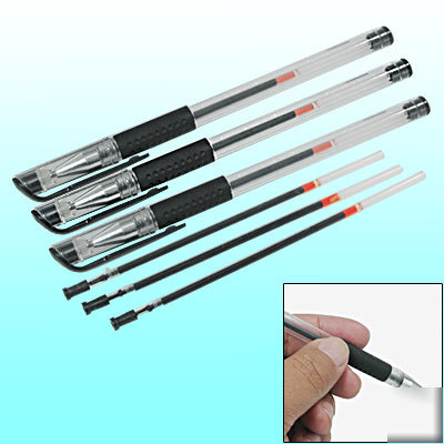 Black pen cap needle roller tip black oil gel pen 3PCS