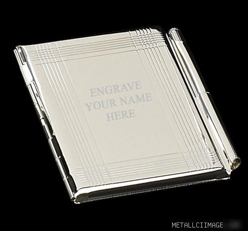 Business card holder pen & memo pad free engraving 
