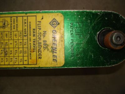 Greenlee flip top tubing bender model # 882 complete 