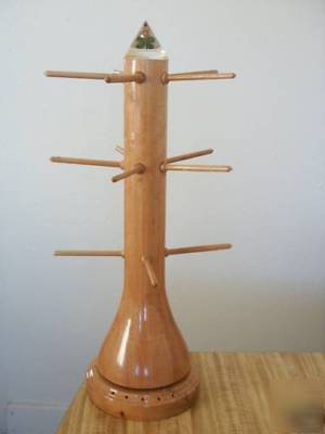 New beautiful oak wood 14 hook spinning display rack