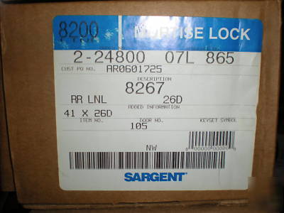 New - sargent mortise lock 8267 26D 41X26D lr lnl
