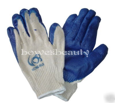 New * work gloves * durable blue latex coated 10 pair @ @