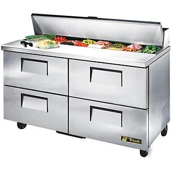 True tssu-60-16D-4 refrigerated prep table 16 pan- 60