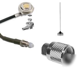 Uhf or vhf 1/4 wave antenna with coax and connettor