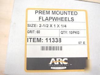 Arc 11338 premium mounted flapwheels 60 grit 10 pack
