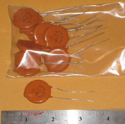 Lot of 10, 20VLP10-r, .1UF 250V ceramic disk capacitors
