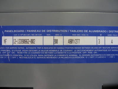 Square d nf panel 200 amp 480V main breaker nema 3R 