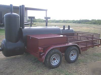 Custom bbq cooker and charcoal grill trailer mounted 