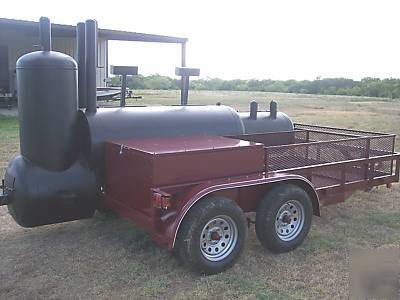 Custom bbq cooker and charcoal grill trailer mounted 