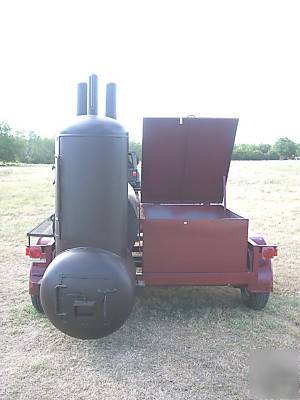 Custom bbq cooker and charcoal grill trailer mounted 