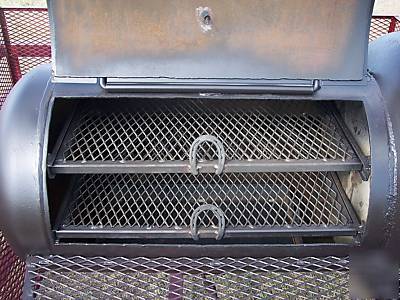 Custom bbq cooker and charcoal grill trailer mounted 