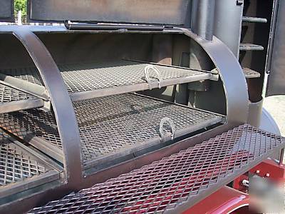 Custom bbq cooker and charcoal grill trailer mounted 