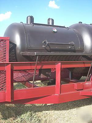 Custom bbq cooker and charcoal grill trailer mounted 