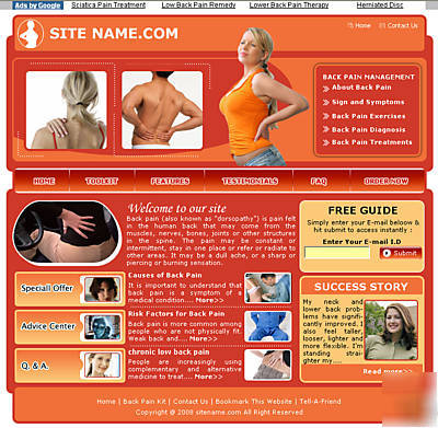 Backpain website for sell+adsense