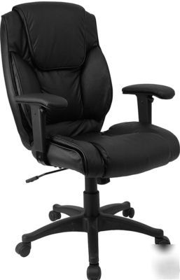 Black leather mid back office chair free shipping