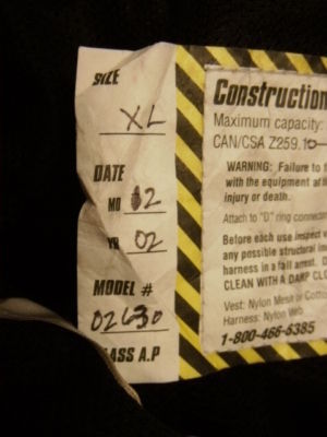 New guardian 02630 tux vest full body harness size xl