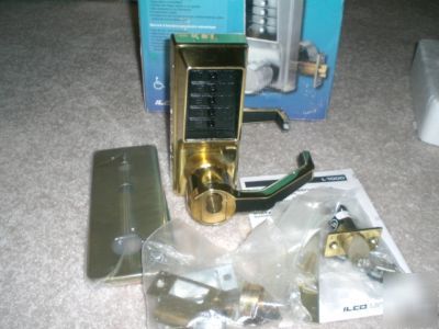 New ilco unican push button door lock right gold brass 