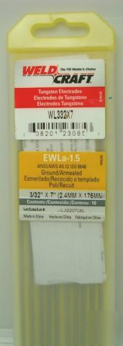 Weldcraft tungsten gold 1.5% lanthanated 3/32