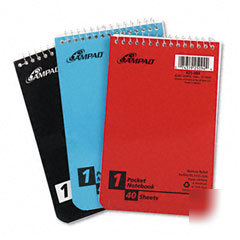 Wirebound pocket memo book, 4 x 6, narrow rule, top bou