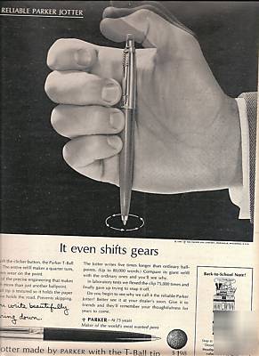 '63 parker 'jotter' ball point pen ad
