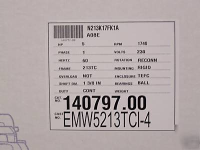New leeson 5HP single phase electric motor, 
