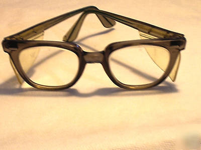 Norton clear glass safety glasses w/ side shields vtg