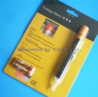 Non-contact pen voltage detector audio visual alert