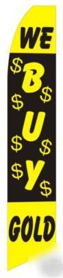 15 ft we buy gold business feather swooper custom flag 