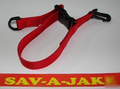 Firefighter quick release glove strap sav-a-jake red
