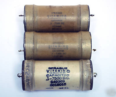 1 sprague vitamin q capacitor 0.1UF 7500VDC 1962 60 usa