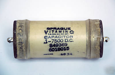 1 sprague vitamin q capacitor 0.1UF 7500VDC 1962 60 usa