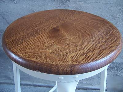 #12 vtg.oak, metal industrial drafting stool w/footrest