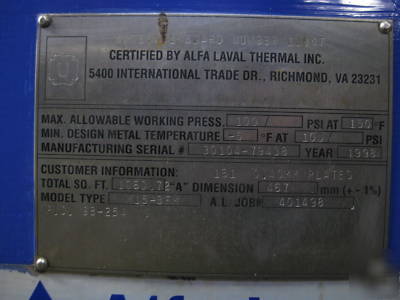 Alfa laval ss plate and frame heat exchanger M15-bfm