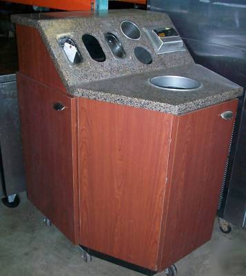 Condiment stand counter station coffee beverage cabinet