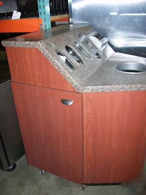 Condiment stand counter station coffee beverage cabinet