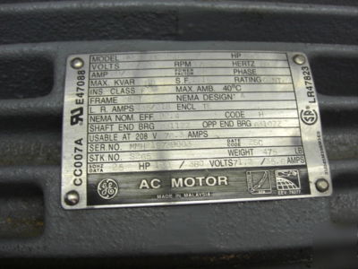New 30 hp general electric motor, w/ pulleys
