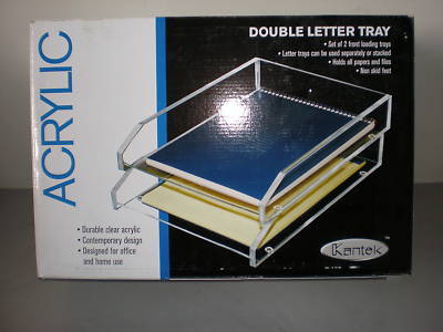 New kantek clear acrylic double letter tray - 