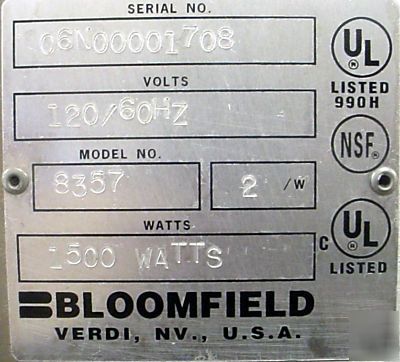 Bloomfield 8357 3 gallon automatic ice tea brewer