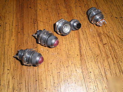 Dusky red indicator lamp housings - vintage 1950S