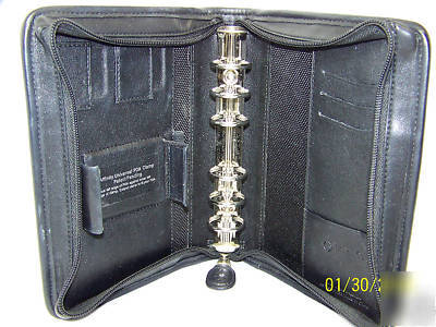 Franklin covey blk compact zipper binder pda clamp nylo