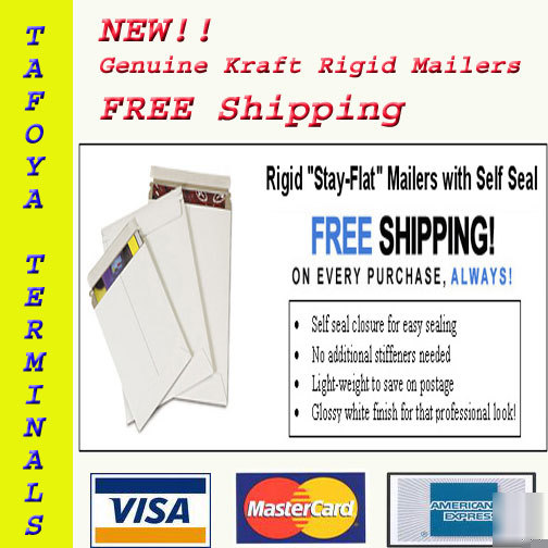 Free ship 100 rigid stay flat mailer self seal 9X11.5