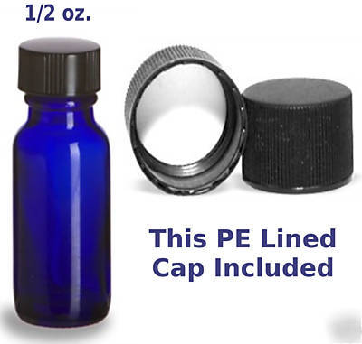 New boston round cobalt blue 1/2OZ glass bottle std cap 
