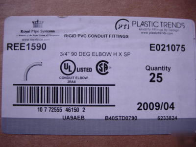 Rigid pvc sch 40 elec. conduit 3/4