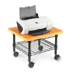 Underdesk printer stand mobile w/ wire shelf cherry top