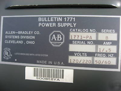 Allen-bradley 1771-A4B 16 slot i/o rack w/11 cards